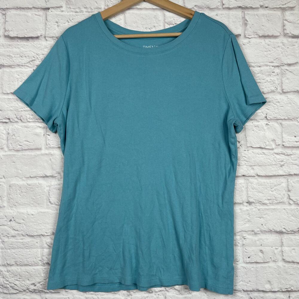 J5016 Time and Tru Women’s Rib Crewneck Tee with Short Sleeves size XXL